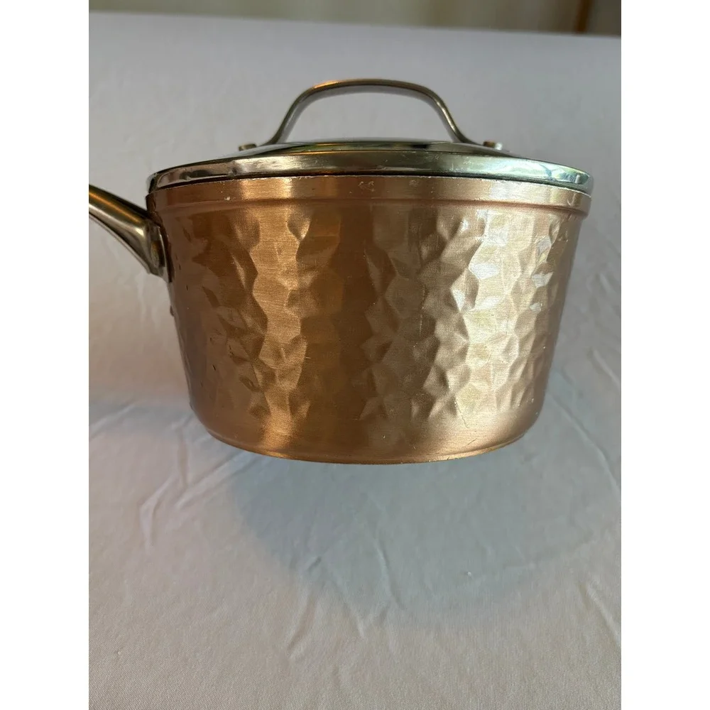 Gotham Steel Hammered Copper 8 inch Sauce Pan Cooking Pot with Glass Lid 9071